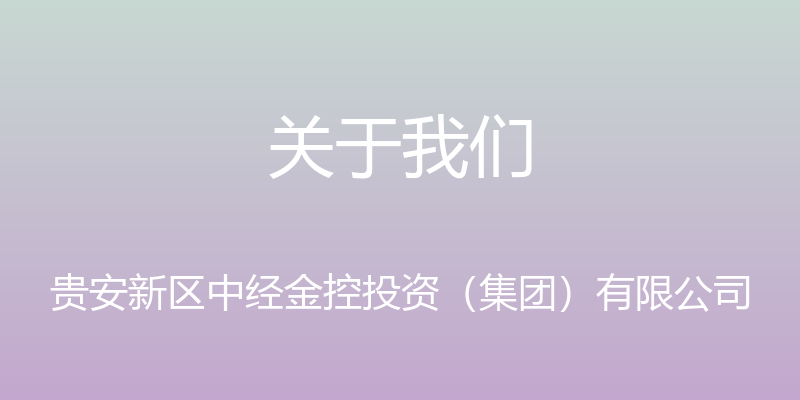 关于我们 - 贵安新区中经金控投资（集团）有限公司