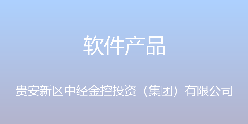 软件产品 - 贵安新区中经金控投资（集团）有限公司